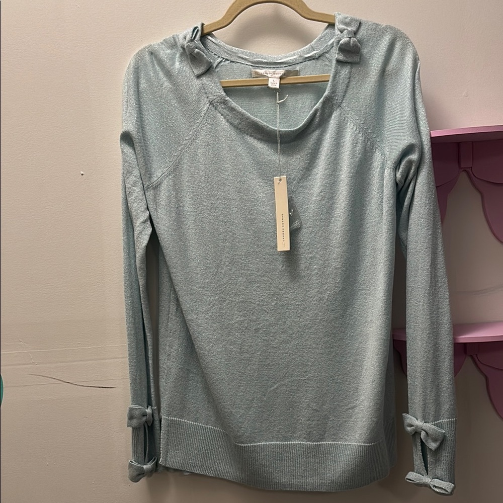 Light Blue Women's Top with Bow Accents